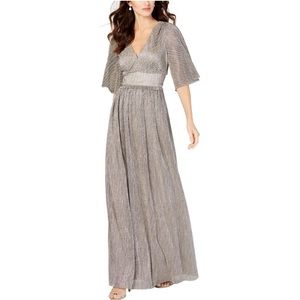 ADRIANNA PAPELL Metallic Chainmail Knit Gown